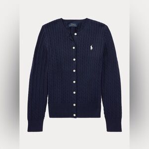 Polo by Ralph Lauren Women's Navy Blue Cable-Knit Cardigan